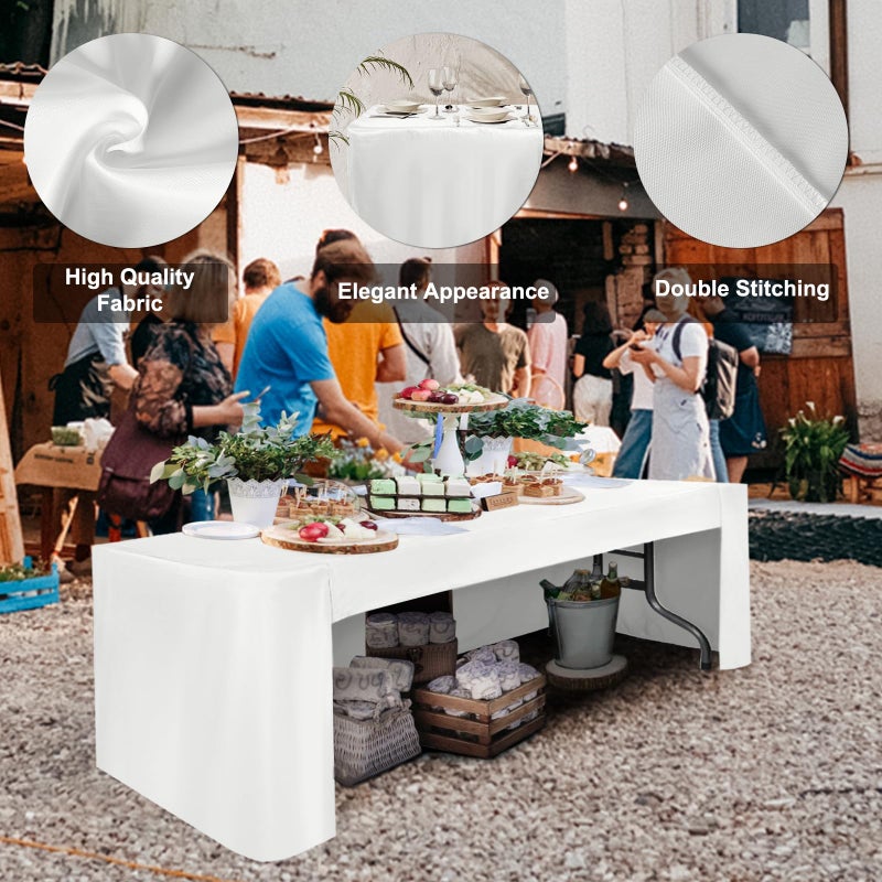 ABCCANOPY 6 FT Rectangle Tablecloth Table Cover for Rectangular Tables Washable Polyester Banquet Buffet Parties Holiday Dinner Wedding Meeting White - Image 3